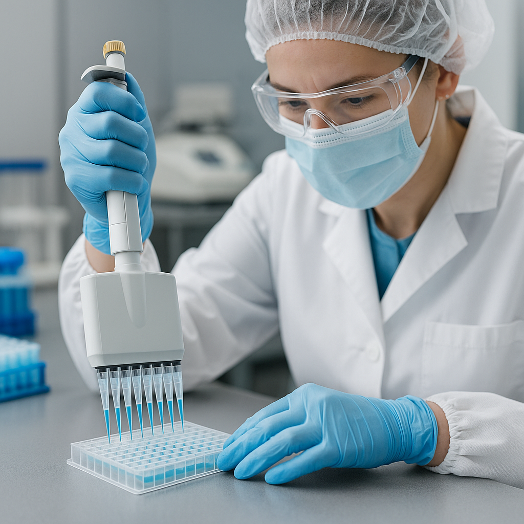 Labwork on a 96 pit PCR plate